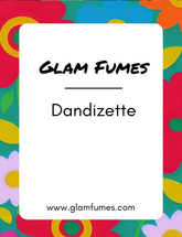 A product image featuring a bottle of Dandizette perfume and body oil with a colorful floral background. The bottle is not visible in the image.